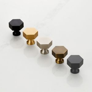 Personalized hexagonal solid brass door knobs for home dresser door cabinet furniture decorative <b>kitchen</b> wardrobe handle knobs - Product Image 1