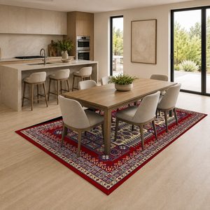 RUGS DEPOT LXDP-0260 Wholesale Red Burgundy Designer Pattern Digital Printed Machine Washable Chenille Area Rug Non <b>Slip</b> - Product Image 4