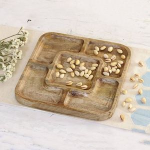 Bandeja de servicio de madera de mango de gran calidad, diseño decorativo elegante para Hotel, desayuno, fiesta, comida, mango de Metal cómodo - Product Image 5