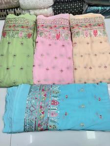 Séquence de motifs tissés en tissu brodé en fausse georgette moderne et nouveau design pour robes de mariée disponible au prix de gros - Product Image 3