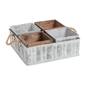 Bandeja de servicio de hierro de metal galvanizado de aspecto natural con asa Bandeja de servicio de estilo de granja industrial Bandeja de decoración rústica para el hogar shuse - Product Image 5