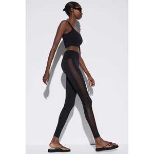 High-Waisted Seamless Chiffon <b>Leggings</b> with Detailed Stitching Casual Style Patterned <b>Nylon</b> Spandex Yoga Pants One Size Fits All - Product Image 2