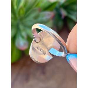 Navajo Handmade White Buffalo Sterling Silver <b>Ring</b> Vintage Hip-Hop Style <b>Adjustable</b> Size Cut Natural Stone for Everyday Wear - Product Image 5