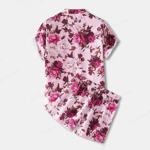 Vêtements de plage Shorts Costume Survêtement d'été Ensemble de shorts boutonnés T-shirt rayé Short à manches courtes et ensemble de t-shirts pour hommes - Product Image 2