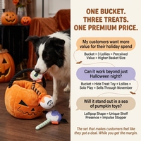Jouet pour chien Halloween : Seau citrouille en peluche, interactif, couineur, avec jeu de bâtonnets de puzzle, OEM ODM, Vente en gros, Usine
