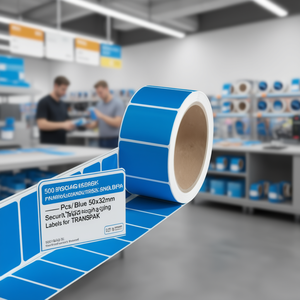 500 Pcs/<b>roll</b> <b>Blue</b> 50x32mm Security Packaging Labels for TRANSPAK - Product Image 3