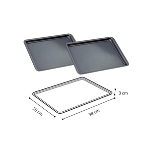 Juego de 2 Moldes Rectangulares Antiadherentes para Hornear de 38x25x3 cm con Bordes Bajos para Pizza, Focaccia, Postres Salados, Herramientas para Hornear y Repostería - Product Image 2