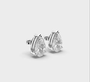 Boucles d'oreilles solitaires en argent sterling 925 massif avec diamant de laboratoire taille poire serti clos, 2,06 ct, pour fiançailles, mariage, anniversaire - Product Image 3