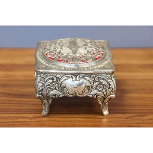 Caja de joyería real de diseñador antiguo de lujo, organizador de Metal con acabado plateado para almacenamiento de joyas, tocador, exhibición hecha en la India - Product Image 4