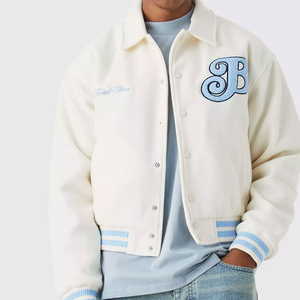Venta al por mayor logotipo personalizado bordado chaqueta de béisbol deportes suelta BOXY VARSITY CHAQUETA para los hombres - Product Image 2
