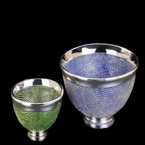 Juego de cuencos modernos para el hogar, utensilios de cocina hechos a mano de Metal plateado y resina, tazón redondo para servir, suministros para Hotel, Hotel y restaurante - Product Image 1