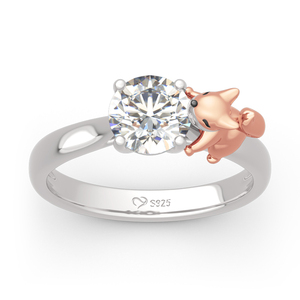 แหวนเงินสเตอร์ลิงทรงกลมวินเทจ Jeulia Hug Me Baby Fox ประดับด้วยพลอยธรรมชาติ - Product Image 3