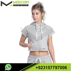 Tenues pour femmes Crop Top Hoodie Shorts Ensemble d'entraînement deux pièces Sweat à capuche et short pour femmes - Product Image 2
