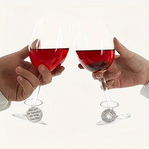 Bijoux en verre à vin personnalisés OEM/ODM marqueurs de boissons sur le thème du texte avec boucle pour Cocktails Champagne & Party Favors - Product Image 5