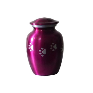 Urnas de aluminio de alta calidad para mascotas de cremación con estampado de pata y urnas funerarias de Metal con acabado de Color Rosa metálico para cenizas humanas - Product Image 1