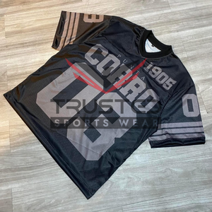 เสื้อฟุตบอลตาข่ายอเมริกันแขนสั้นล่าสุด2026 100% โพลีเอสเตอร์ผ้าทอแบบปรับแต่งได้ผ้าแห้งเร็วป้องกันแบคทีเรีย - Product Image 6