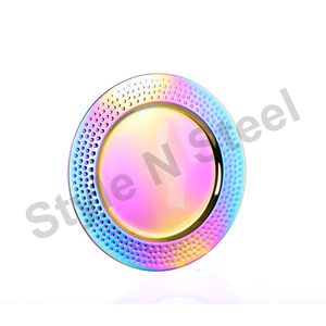 Plaque de chargeur de couleur Jante martelée perlée Assiettes de chargeur Ensemble de vaisselle Chargeurs de plaque Plateau multicolore en acier inoxydable en vrac - Product Image 2