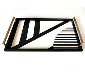 Bandeja de Resina Estilo Americano con Asa de Acero, Diseño Novedoso, Bandeja para Servir Té con Incrustaciones de Resina, Artículos para el Hogar, Bandeja de Almacenamiento con Logotipo Personalizado - Product Image 2