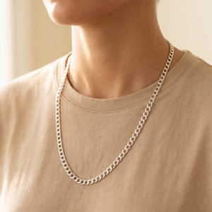 <b>Titanium</b> Moissanite Claw Set Statement <b>Chain</b> 925 Sterling Silver Diamond-Cut Finish Gift for Her - Product Image 3