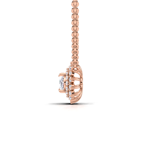 IGI Certified Lab Grown Diamond Oval Cut Double Halo Pendant in 14K Yellow / Rose & White Gold Luxury Cluster Design - Product Image 3