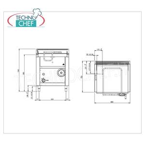 Poêle électrique, basculement manuel, capacité 60 litres, 800x700x900h - Product Image 2