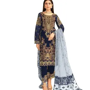 Pakistani готовые Shalwar Kameez 3 шт. сшитые газонные костюмы ручной работы женские костюмы