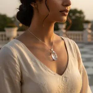 Pendentif en cristal transparent en forme de larme pour femmes, bijoux élégants, cadeau pour la collection de pendentifs et de breloques - Product Image 2