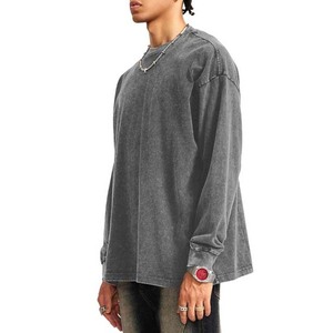 Sudaderas y Hoodies Unisex de Algodón Felpa, Estilo Vintage, Lavado Ácido, Desgastado, Bordado, Cuello Redondo para Hombre - Product Image 3