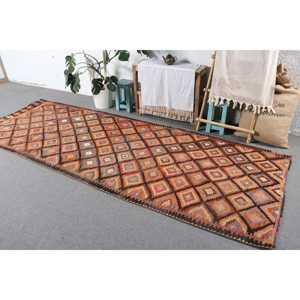 พรมคิลิม ขนาด 3.9x10.7 ฟุต พรมตุรกี พรมลายปะติดสีส้ม ทำจากขนสัตว์ - Product Image 2