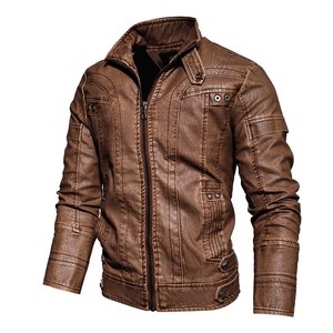 Chaqueta de cuero de piel de oveja real para hombre, abrigo bombardero de motocicleta de diseñador ajustado - Product Image 1
