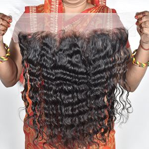 Bon produit Cheveux humains de temple indien d'apparence naturelle bouclés à l'avant doux et soyeux vendeur de machine à double trame Extensions non transformées - Product Image 2