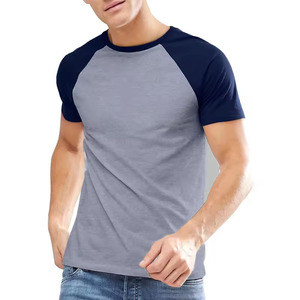 Venta al por mayor 100% tela de algodón tasa razonable cuello o media manga logotipo personalizado dos tonos color hombres camiseta de moda - Product Image 2