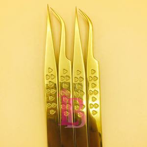 Nouveautés Pinces à cils professionnelles, pince à cils en vison, pince à cils pour extensions de cils, logo cœur doré, offre de haute qualité - Product Image 2