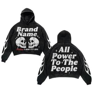 Sudadera con capucha gráfica Y2K de gran tamaño personalizada 300 Gsm 400 Gsm Skull Printed Tie Dye Technique Logo frontal Cuello con capucha de invierno - Product Image 2