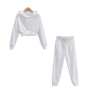 Survêtement classique en molleton de coton pour femmes avec sweat-shirt à col rond et pantalon de jogging tenue confortable polyvalente pour un usage quotidien - Product Image 4