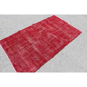 Tapis d'appoint vintage turc 3,7x6,2 pieds, tapis en laine rouge - Product Image 2