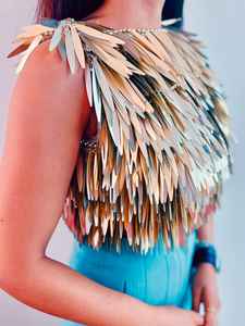 ชุดคอทรงตรงปักเลื่อมติดหนามด้วยลูกปัดเลื่อมติดเลื่อมเลื่อมเลื่อมเลื่อมลูกปัดชุดเทศกาลเทศกาลเทศกาลเทศกาลสง่างาม - Product Image 2