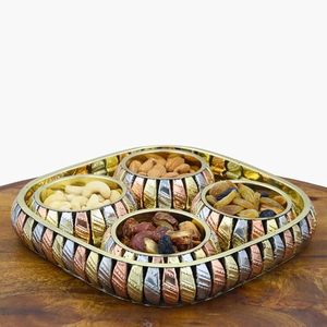 กล่องเก็บผลไม้แบบแห้งทำจากโลหะทนทานพร้อมผิวสีทองภาชนะของขวัญตกแต่งทนทานสำหรับขนมขบเคี้ยวและผลไม้แห้ง - Product Image 2