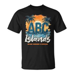 T-shirt des îles ABC à manches courtes, col rond unisexe, design caribéen, Aruba Bonaire Curacao - Product Image 1