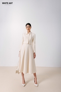 Hot Sales Long <b>Pleated</b> Women's Skirt Sustainable Fashion MAGNUS CIRCULAR SKIRT Eco-friendly <b>Fabric</b> Luxury Women's Set WHITE ANT - Product Image 2