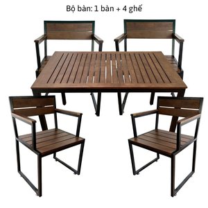 Ensemble de table en bois massif CBBA105 120x75cm, design moderne et traditionnel avec 4 fauteuils pour salon de ferme, mobilier de maison - Product Image 6