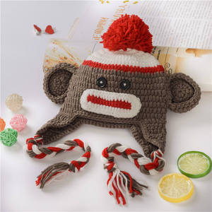 Chapeau singe en crochet fait main, mignon, pour nouveau-né garçon/fille, accessoires de photographie, bonnet animal en tricot tressé - Product Image 4