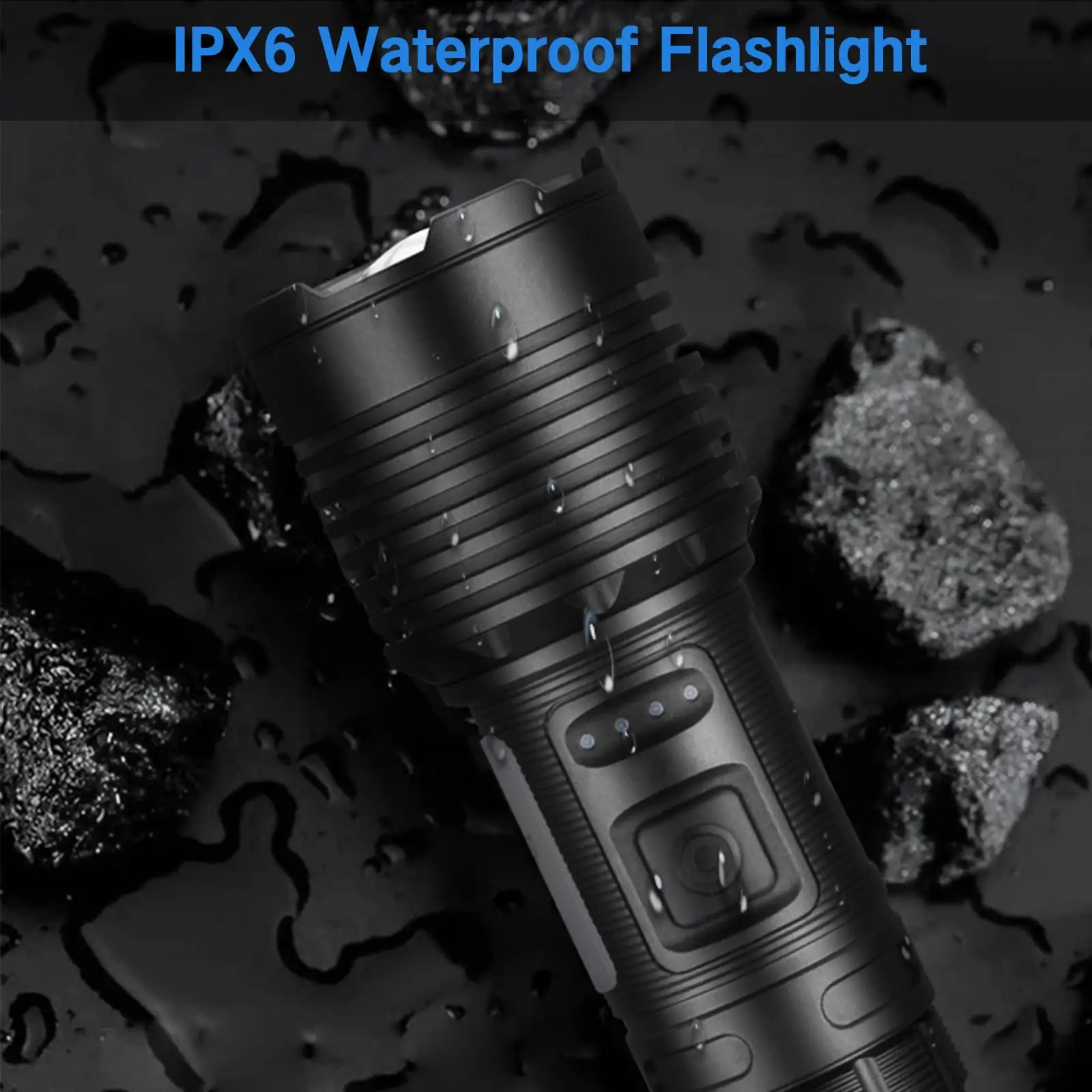 XHP50 ที่แข็งแกร่งซูมไฟฉายกําลังสูงไฟฉาย LED ระยะยาวที่มีประสิทธิภาพ Super Bright ที่มีประสิทธิภาพไฟฉาย LED แบบชาร์จไฟได้