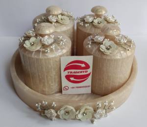 Plateau de service en résine de luxe de qualité supérieure 4 bocaux couvercles hermétiques décoration à motif fantaisie étanche à l'humidité meilleur cadeau pour les cadeaux - Product Image 1