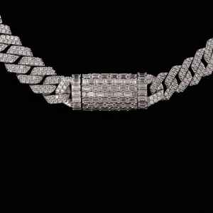 Regalo de cadena de eslabones cubanos de moissanita para hombres, corte redondo de 14mm, Hip Hop, chapado en rodio, boda, Plata de Ley 925 - Product Image 3