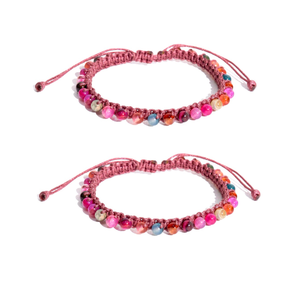 Best Seller Gardenia pulsera en rosa hecho a mano macramé joyería cordón ajustable elegante regalo para niñas y mujeres - Product Image 1