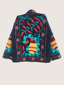 Chaqueta Bohemia Bordada de Algodón con Cuello Mao, Manga Larga, Talla Grande, Ropa Exterior para Mujer, Estampado Floral Otoñal - Product Image 2