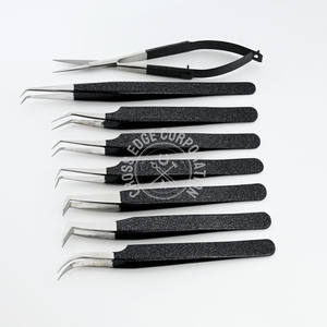 Best Seller Eyelash Extension Tweezers Set Curved Classic Fine X Volume Fiber Tip Non Slip Stainless Steel Lash <b>Tool</b> - Product Image 1