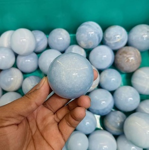 Sphère de Calcite Bleue Naturelle Taille Personnalisée, Cristal Sculpté Agate Ombre pour l'Énergie Curative et la Décoration Intérieure, Origine Gujarat - Product Image 5