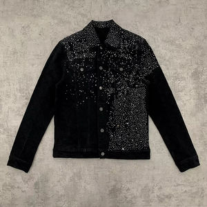 Top Selling <b>Men's</b> Denim Jackets <b>Jeans</b> Denim Rhinestone Made Customized Winter <b>Jean</b> Jackets With OEM Services jacket - Product Image 5